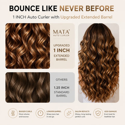 MATA Automatic 32mm Hair Curler | Negative Ion Curling Wand with Anti-Scald Protection