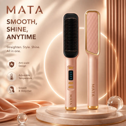 MATA™ Multifunctional Anti-Scald Negative Ion Hair Straightening Comb | Fast Heat Ceramic Brush
