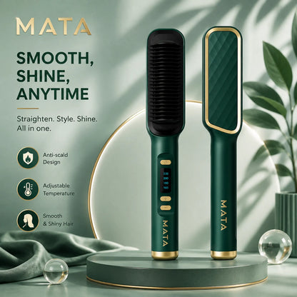MATA™ Multifunctional Anti-Scald Negative Ion Hair Straightening Comb | Fast Heat Ceramic Brush