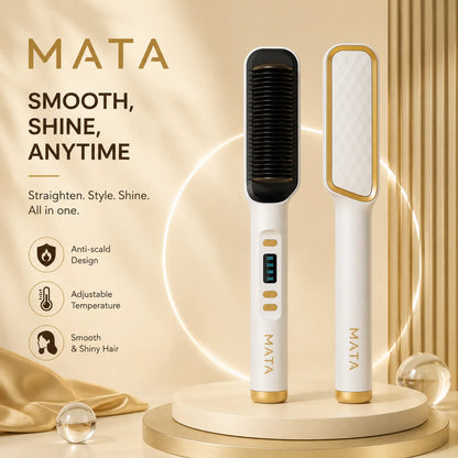 MATA™ Multifunctional Anti-Scald Negative Ion Hair Straightening Comb | Fast Heat Ceramic Brush