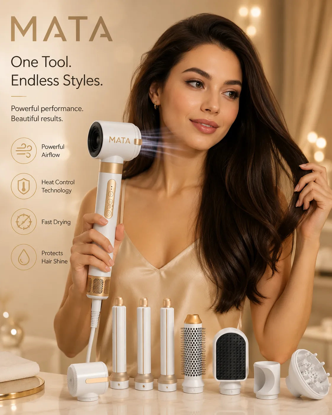MATA 7-in-1 High-Speed Ionic Hair Dryer & Air Styler | Negative Ion Hair Styling Tool