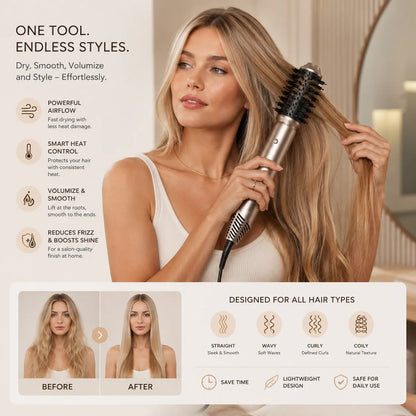 MATA 6-in-1 High-Speed Ionic Hair Dryer & Air Styler | Fast Drying Blow Dryer Brush with Hot & Cold Air