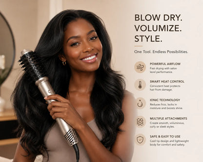 MATA 6-in-1 High-Speed Ionic Hair Dryer & Air Styler | Fast Drying Blow Dryer Brush with Hot & Cold Air