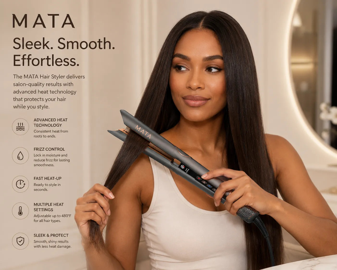 MATA 3-in-1 Hair Dryer Brush | Hot Air Styler, Hair Straightener & Curling Comb