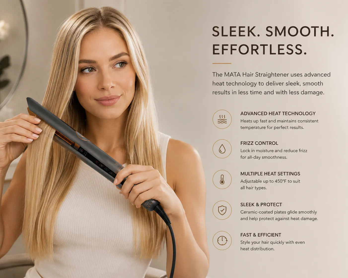 MATA 3-in-1 Hair Dryer Brush | Hot Air Styler, Hair Straightener & Curling Comb