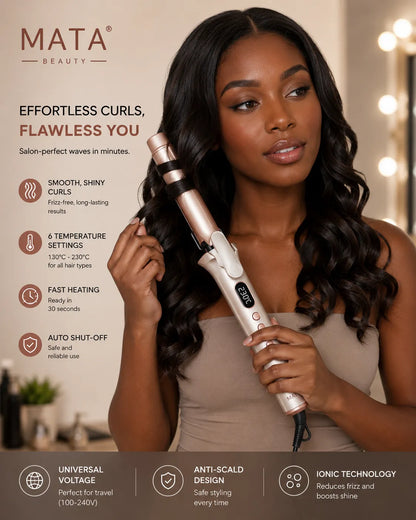 MATA Mini Ceramic Hair Curler | Portable Curling Iron for Smooth, Long-Lasting Curls