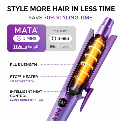 MATA Mini Ceramic Hair Curler | Portable Curling Iron for Smooth, Long-Lasting Curls