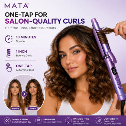 MATA Mini Ceramic Hair Curler | Portable Curling Iron for Smooth, Long-Lasting Curls
