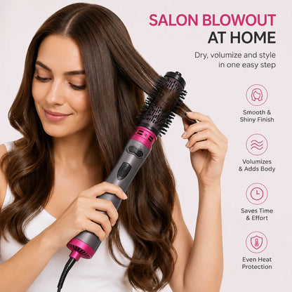 MATA 2-in-1 Rotating Hot Air Brush | Hair Dryer Brush, Volumizer & Curling Styler