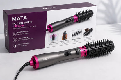 MATA 2-in-1 Rotating Hot Air Brush | Hair Dryer Brush, Volumizer & Curling Styler