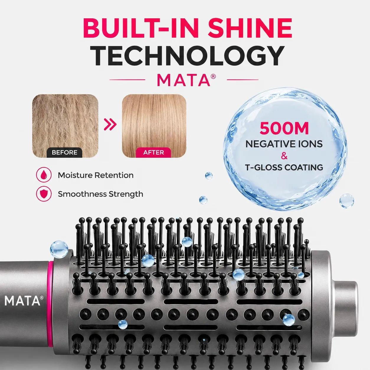 MATA 2-in-1 Rotating Hot Air Brush | Hair Dryer Brush, Volumizer & Curling Styler