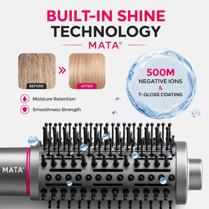 MATA 2-in-1 Rotating Hot Air Brush | Hair Dryer Brush, Volumizer & Curling Styler