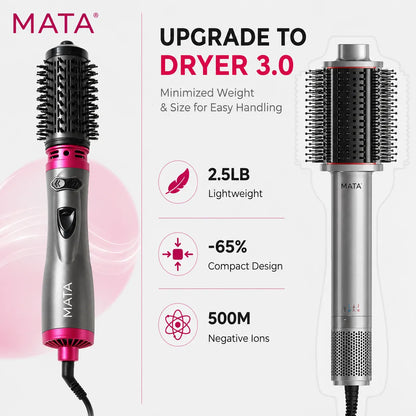 MATA 2-in-1 Rotating Hot Air Brush | Hair Dryer Brush, Volumizer & Curling Styler