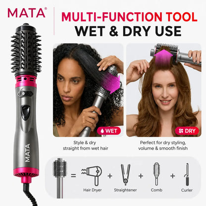MATA 2-in-1 Rotating Hot Air Brush | Hair Dryer Brush, Volumizer & Curling Styler