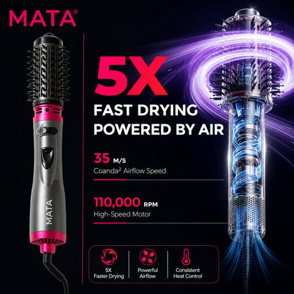 MATA 2-in-1 Rotating Hot Air Brush | Hair Dryer Brush, Volumizer & Curling Styler