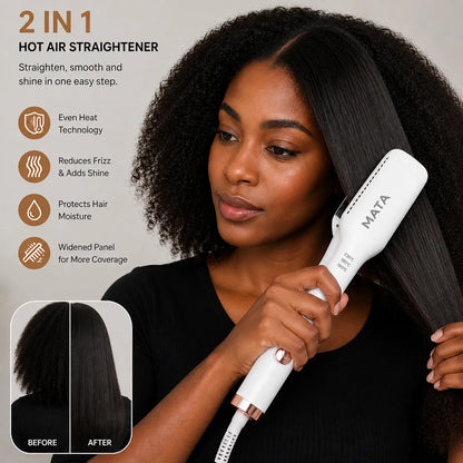 MATA 2-in-1 Hot Air Hair Straightener | Wet & Dry Ionic Ceramic Flat Iron