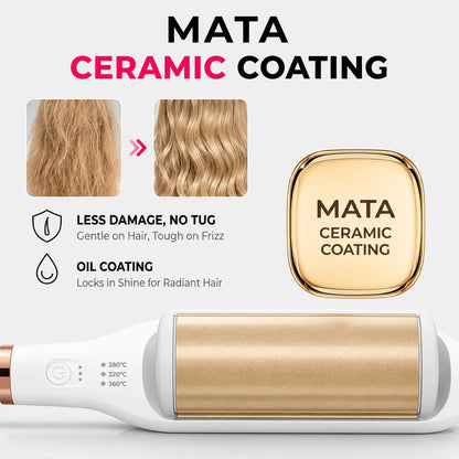 MATA 2-in-1 Hot Air Hair Straightener | Wet & Dry Ionic Ceramic Flat Iron