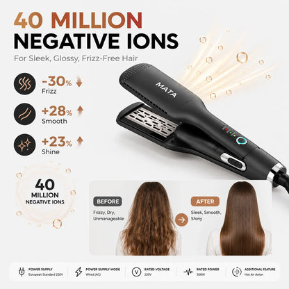 MATA 2-in-1 Hot Air Hair Straightener | Wet & Dry Ionic Ceramic Flat Iron