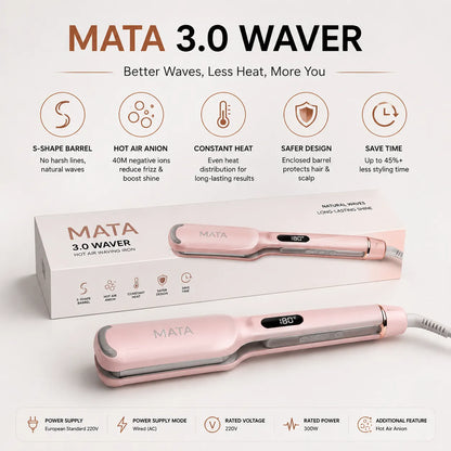 MATA 2-in-1 Hot Air Hair Straightener | Wet & Dry Ionic Ceramic Flat Iron