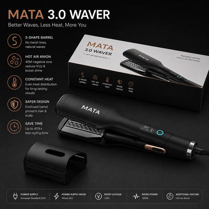 MATA 2-in-1 Hot Air Hair Straightener | Wet & Dry Ionic Ceramic Flat Iron