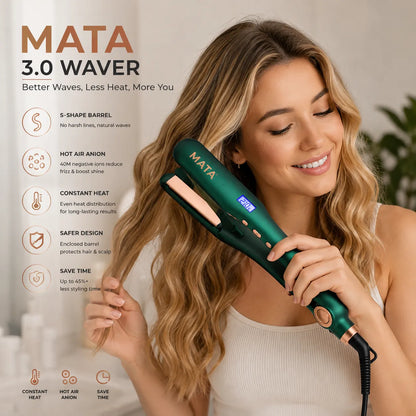 MATA Professional 2-in-1 Hair Straightener & Curler | Adjustable Temperature Ceramic Flat Iron
