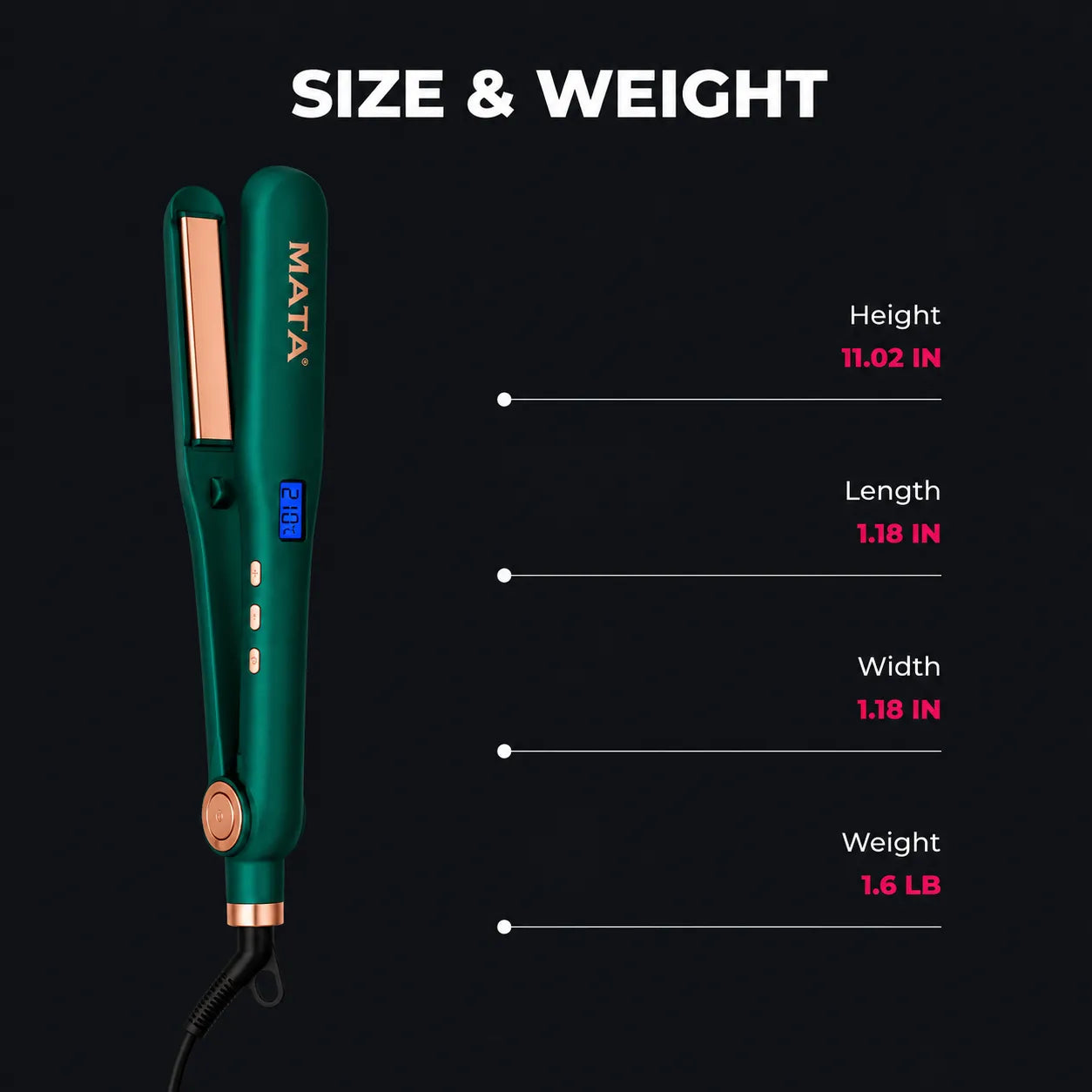 MATA Professional 2-in-1 Hair Straightener & Curler | Adjustable Temperature Ceramic Flat Iron