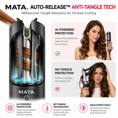 MATA Automatic Ionic Hair Curler | Tourmaline Ceramic Auto Curling Iron for Effortless Curls