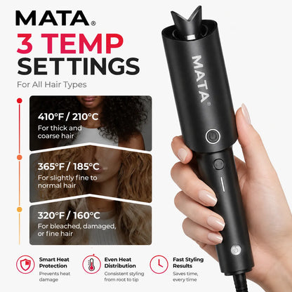 MATA Automatic Ionic Hair Curler | Tourmaline Ceramic Auto Curling Iron for Effortless Curls