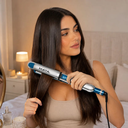 MATA 2-in-1 Hair Straightener & Curler | Tourmaline Ceramic Flat Iron with Adjustable Heat