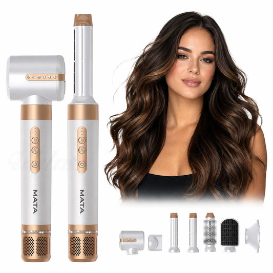 MATA 7-in-1 Hot Air Styler & Automatic Curling Wand | Hair Dryer, Curler, Straightener & Volumizer