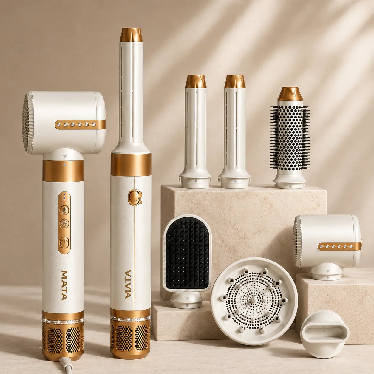 MATA 7-in-1 Hot Air Styler & Automatic Curling Wand | Hair Dryer, Curler, Straightener & Volumizer