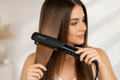 MATA Infrared Wide Plate Hair Straightener | LCD Display Ceramic Flat Iron for Wet & Dry Hair