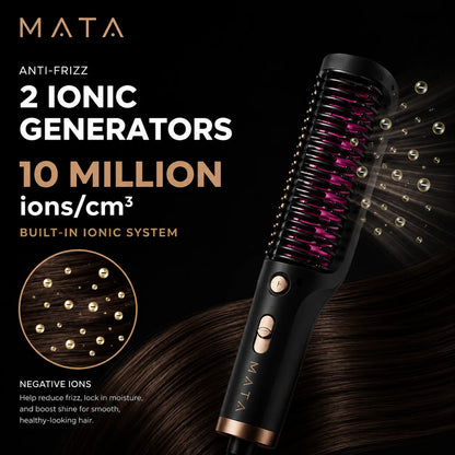 MATA Ionic Hot Air Straightening Brush | Tourmaline Ceramic Hair Straightener for Wet & Dry Hair