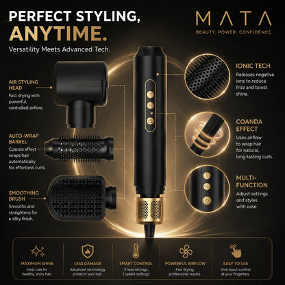 MATA 7-in-1 High-Speed Ionic Hair Dryer & Air Styler | Negative Ion Hair Styling Tool