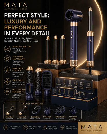 MATA 7-in-1 High-Speed Ionic Hair Dryer & Air Styler | Negative Ion Hair Styling Tool