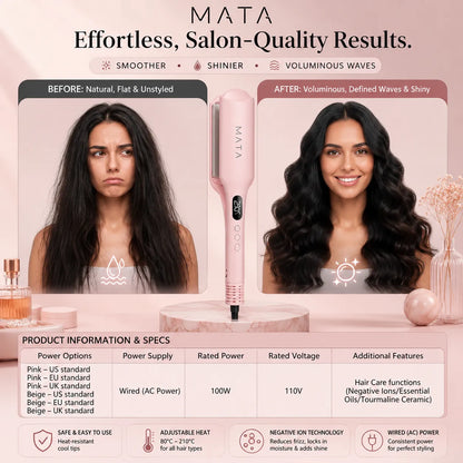 MATA Automatic Negative Ion Hair Curler | Ceramic Curling Iron for Long-Lasting Waves & Curls