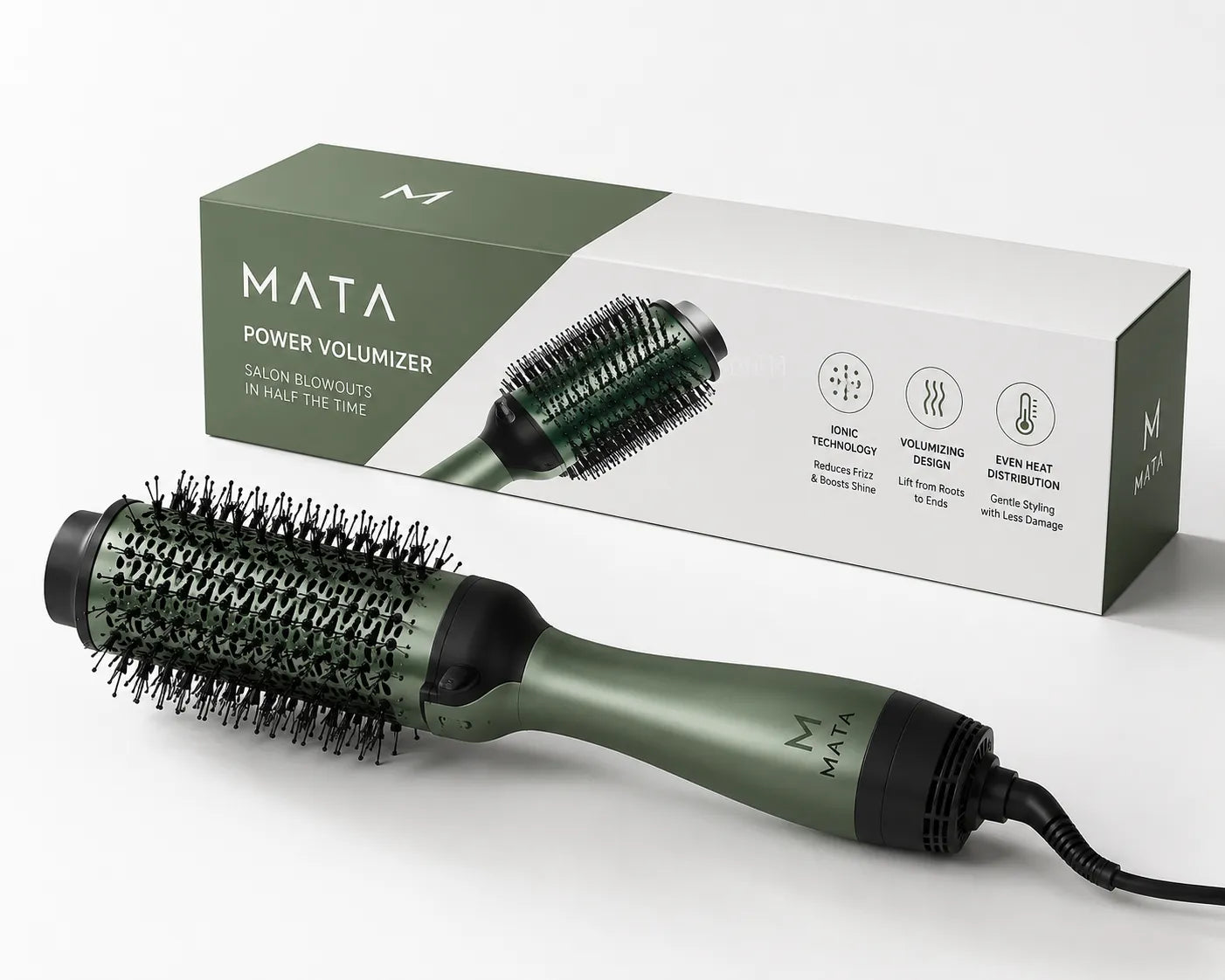 MATA Tourmaline Ceramic Hot Air Styling Brush | Hair Straightener & Volumizing Brush for Wet & Dry Hair