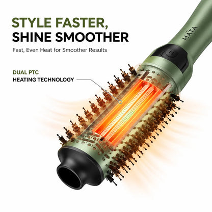 MATA Tourmaline Ceramic Hot Air Styling Brush | Hair Straightener & Volumizing Brush for Wet & Dry Hair