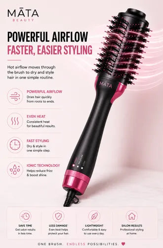MATA rotating volumizer brush for smooth and shiny hair