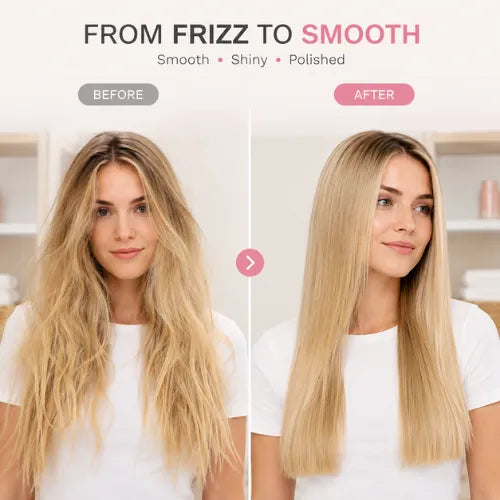 Before and after results using MATA Ionic Hair Straightening Brush