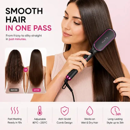 MATA Ionic Hair Straightening Brush for smooth frizz-free hair styling